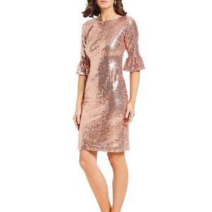 Marina Rose Gold Bell Sleeve Sequin Dress